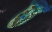 Hình 1: Hình ảnh khu vực đảo đá Chữ Thập được chụp vào ngày 14/8/2014, khi chưa có các hoạt động xây dựng đảo nhân tạo